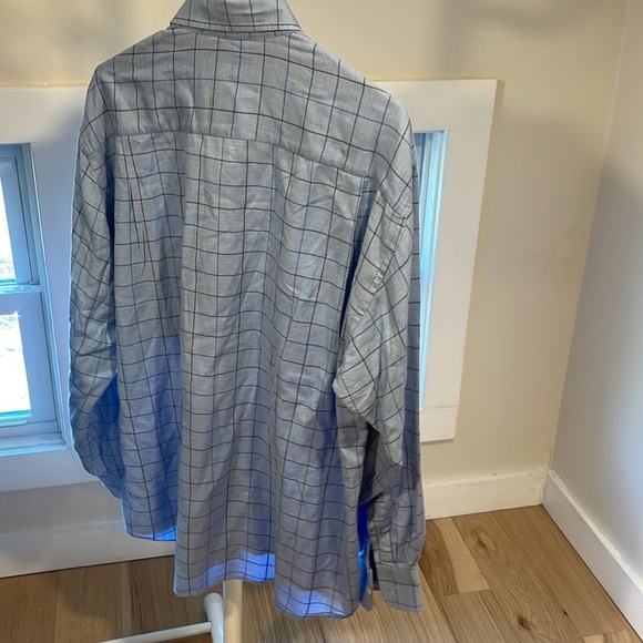 Burberry - M Cashmere Blend Blue Square Design, Size Large - Picture 5 of 7